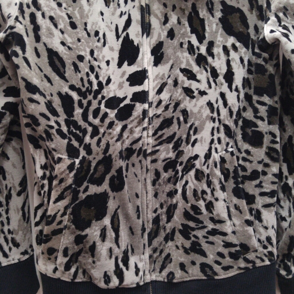 SOFT Velour leopard animal print spots athleisure zipper jacket - Picture 3 of 8